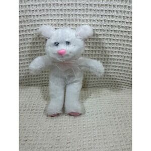 Greenbrier International Plush Bunny Kids 11" White Excellent Easter Rabbit Bow